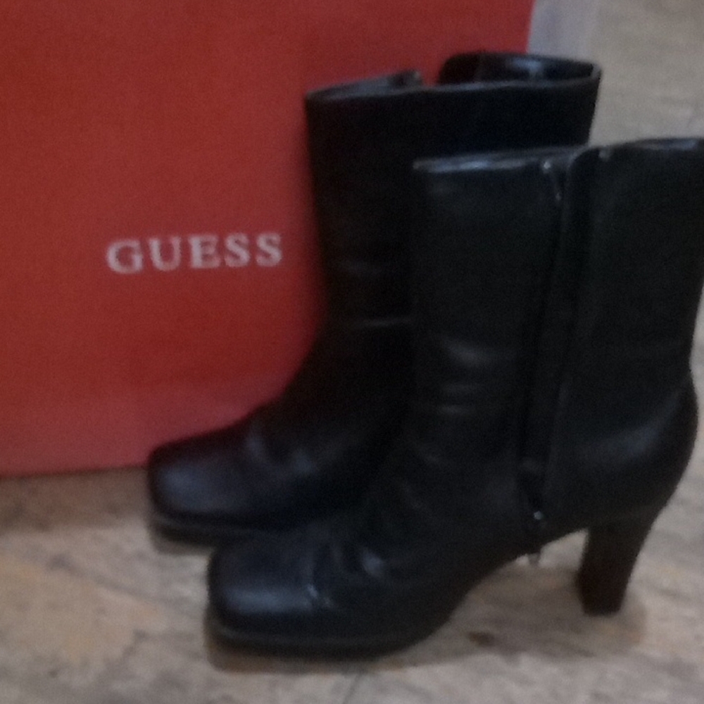 Guess Black Chunky Heeled Boots